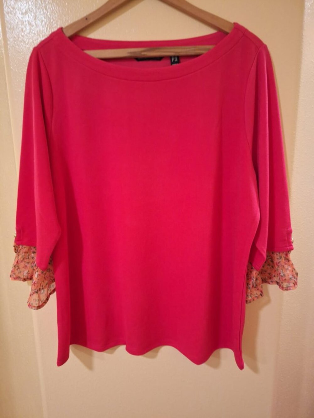 Isaac Mizrahi Live Lace Trimmed Coral Top 1X